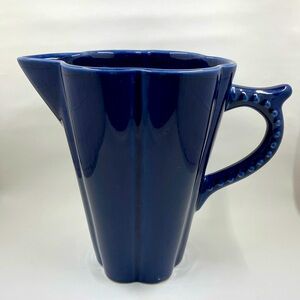 Boum Bros. Pitcher Cobalt Blue Style-Eyes 7 1/2” Tall Scalloped design Beautiful